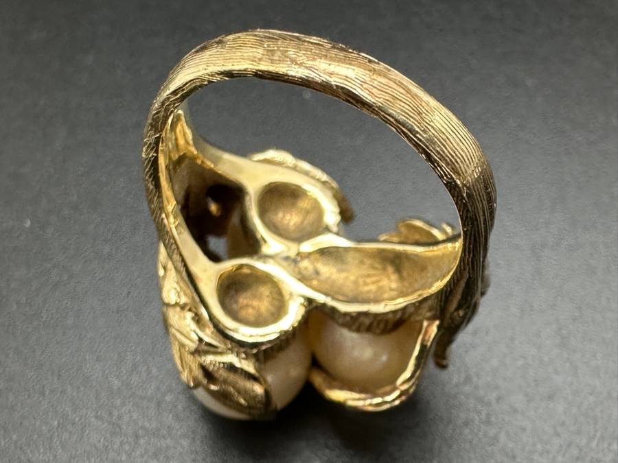 14K Gold Ring with (3) 8mm Cultured Pearls and ～.10 ct Diamond 10.5g [Photo 14]