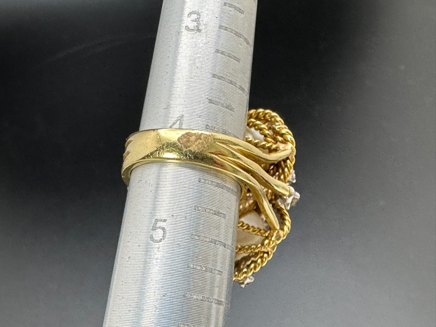 18K Gold Baroque Pearl Ring with ～1-1.25 cttw Diamond 19g Size 4 FMV $2,000 Retail $4,000 [Photo 18]