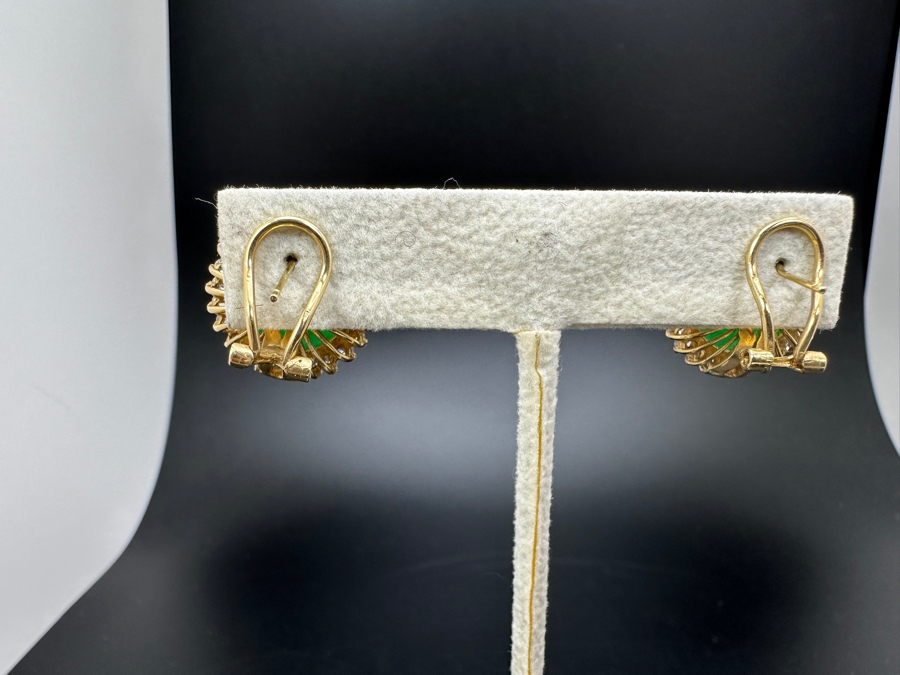 14K CZ and Chrysoprase Earrings 12.5g FMV $700 Retail $1,400 [Photo 6]