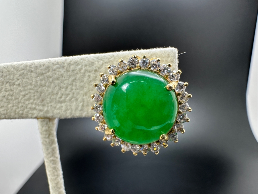 14K CZ and Chrysoprase Earrings 12.5g FMV $700 Retail $1,400 [Photo 5]