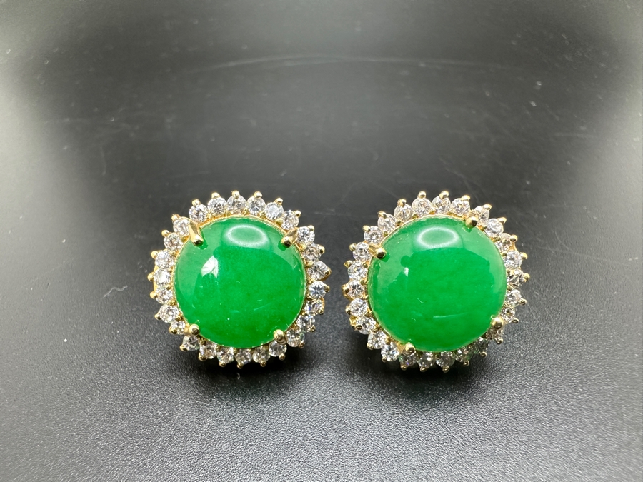 14K CZ and Chrysoprase Earrings 12.5g FMV $700 Retail $1,400 [Photo 7]