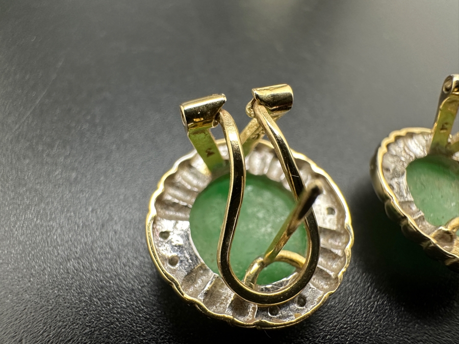 14K Gold and Jade Earrings 4.2g FMV $450 Retail $900 [Photo 10]