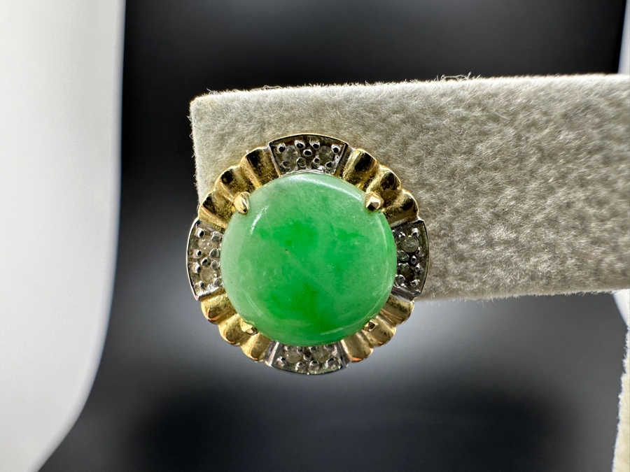 14K Gold and Jade Earrings 4.2g FMV $450 Retail $900 [Photo 4]