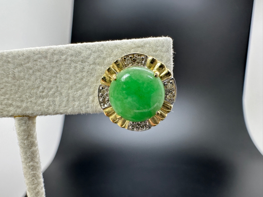 14K Gold and Jade Earrings 4.2g FMV $450 Retail $900 [Photo 6]