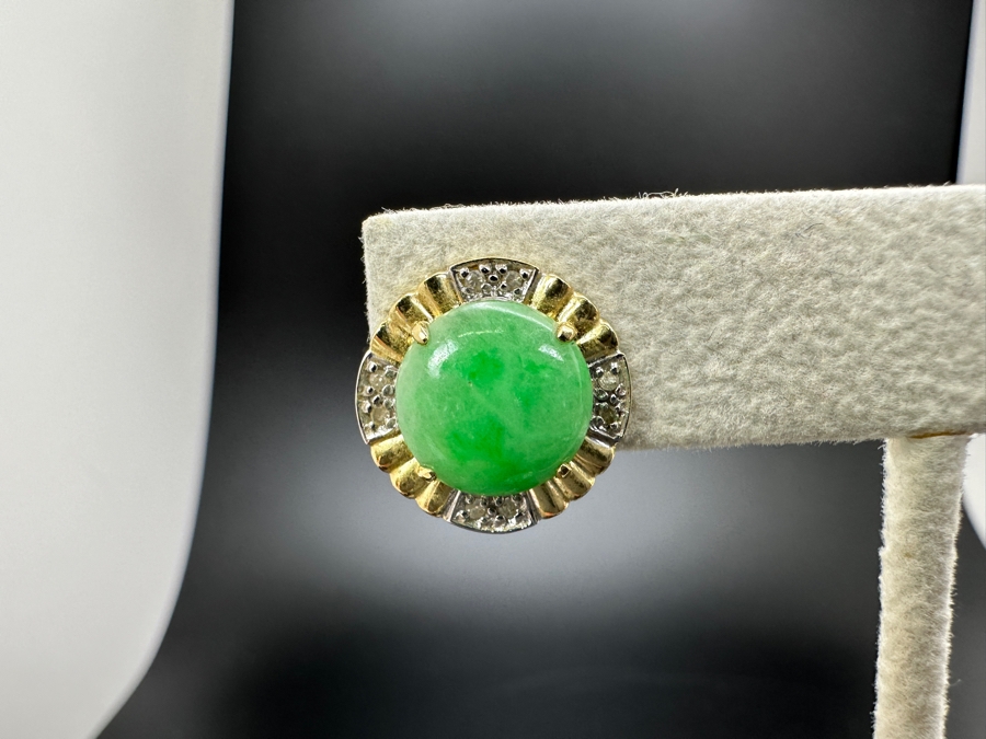 14K Gold and Jade Earrings 4.2g FMV $450 Retail $900 [Photo 3]