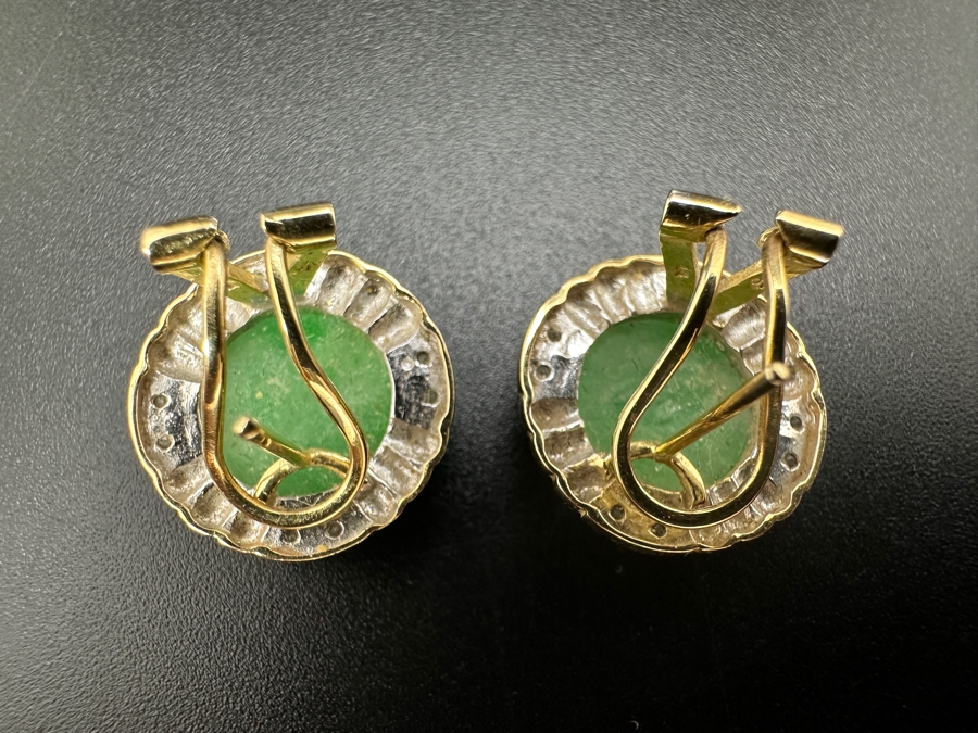 14K Gold and Jade Earrings 4.2g FMV $450 Retail $900 [Photo 8]