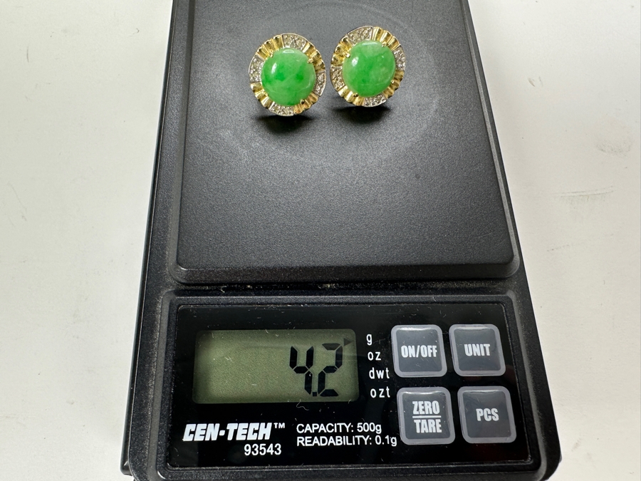 14K Gold and Jade Earrings 4.2g FMV $450 Retail $900 [Photo 12]