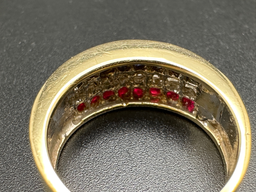 14K Gold Ring with ～.50 cttw Diamonds ～.50 cttw Sapphires ～.50 cttw Rubies 6.2g Size 6.5 FMV $1,400 Retail $2,800 [Photo 9]