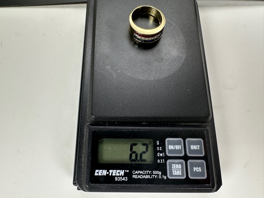 14K Gold Ring with ～.50 cttw Diamonds ～.50 cttw Sapphires ～.50 cttw Rubies 6.2g Size 6.5 FMV $1,400 Retail $2,800 [Photo 11]