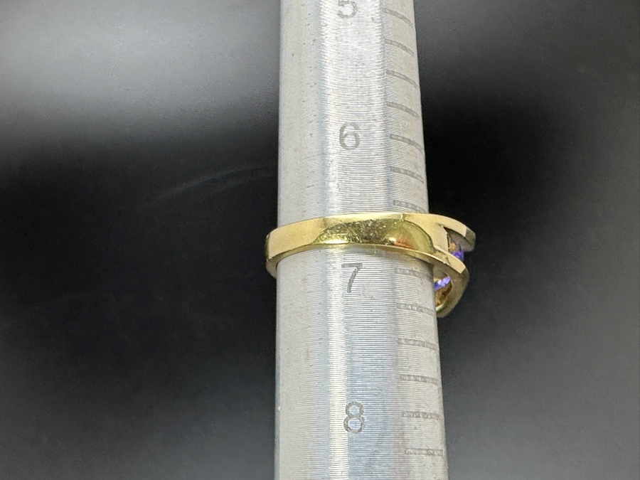 14K Gold Tanzanite and Diamond Ring 6.8g 8x8 Trillion Tanzanite ～.25 cttw Diamonds Size 6.75 FMV $1,400 Retail $2,800 [Photo 21]