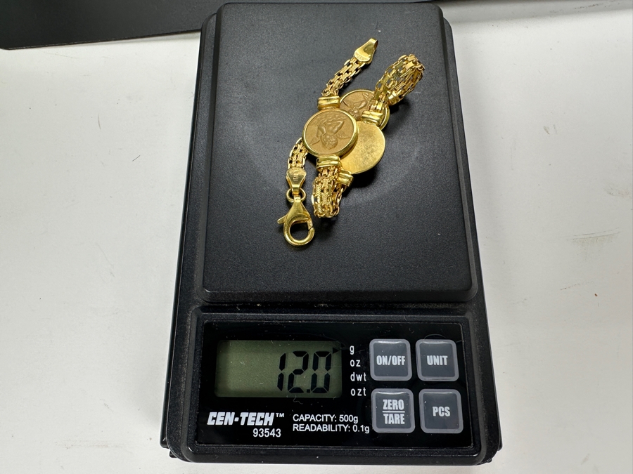 14K Gold Cherub Bracelet 12.0g 7 3/8'L FMV $850 Retail $1,700 [Photo 9]