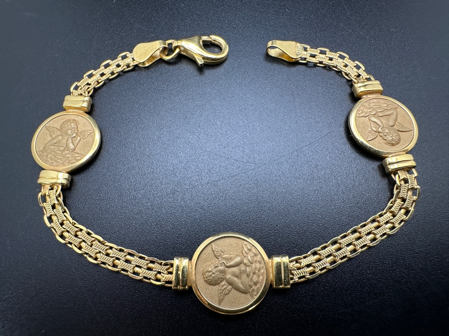 14K Gold Cherub Bracelet 12.0g 7 3/8'L FMV $850 Retail $1,700 [Photo 2]