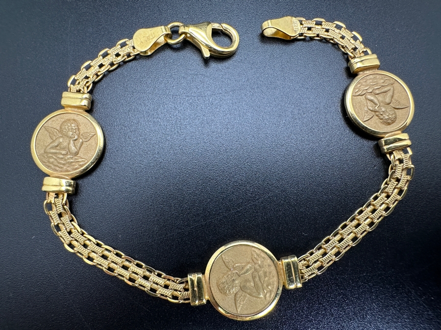 14K Gold Cherub Bracelet 12.0g 7 3/8'L FMV $850 Retail $1,700 [Photo 8]