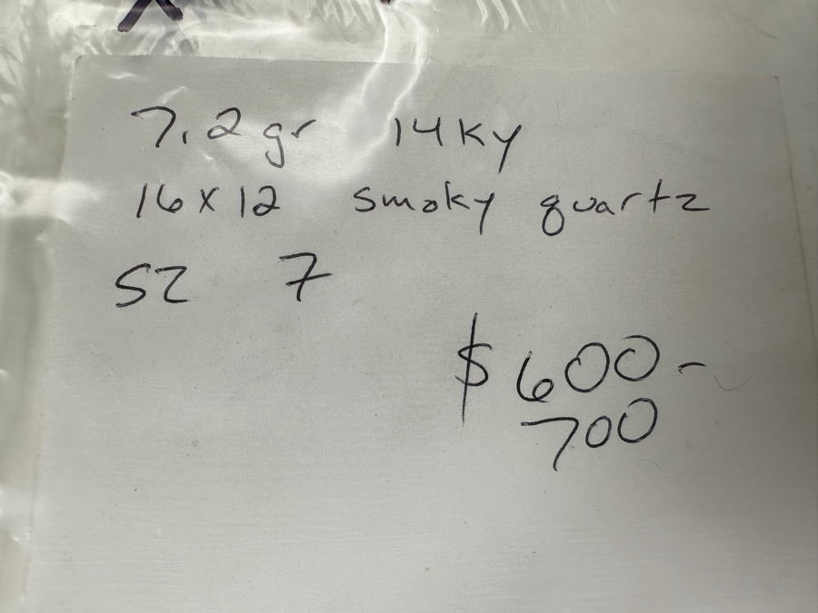 14K Gold 16X12 Smoky Quartz Ring Size 7 7.0g FMV $700 Retail $1,400 [Photo 16]