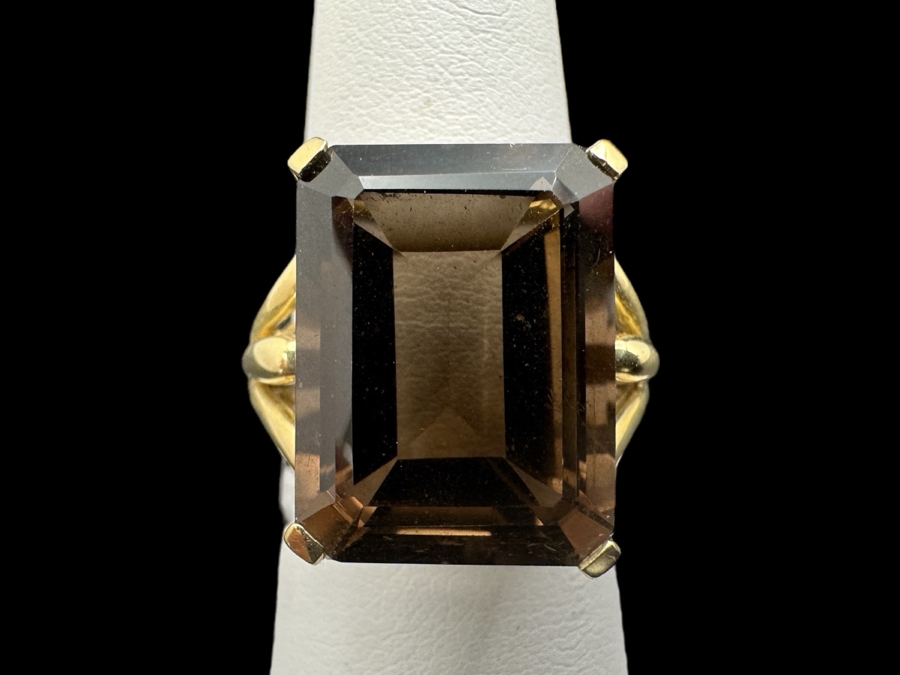 14K Gold 16X12 Smoky Quartz Ring Size 7 7.0g FMV $700 Retail $1,400 [Photo 2]