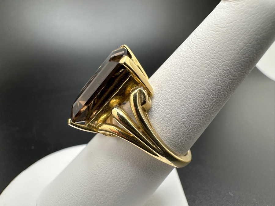 14K Gold 16X12 Smoky Quartz Ring Size 7 7.0g FMV $700 Retail $1,400 [Photo 8]
