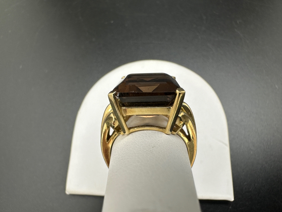 14K Gold 16X12 Smoky Quartz Ring Size 7 7.0g FMV $700 Retail $1,400 [Photo 7]