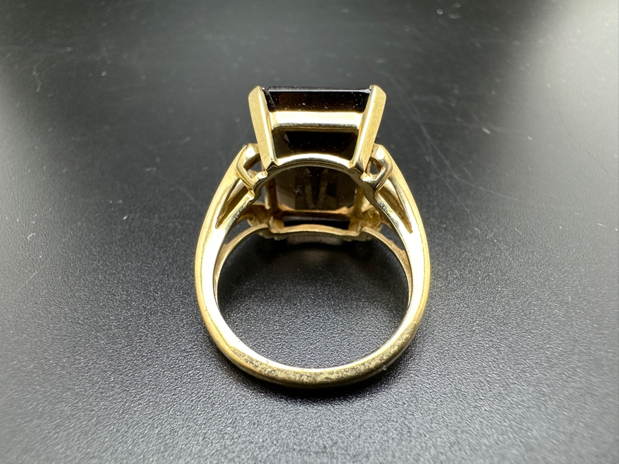 14K Gold 16X12 Smoky Quartz Ring Size 7 7.0g FMV $700 Retail $1,400 [Photo 11]