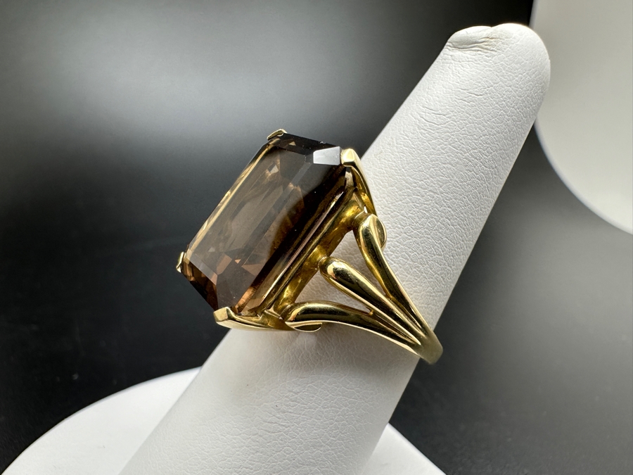 14K Gold 16X12 Smoky Quartz Ring Size 7 7.0g FMV $700 Retail $1,400 [Photo 9]