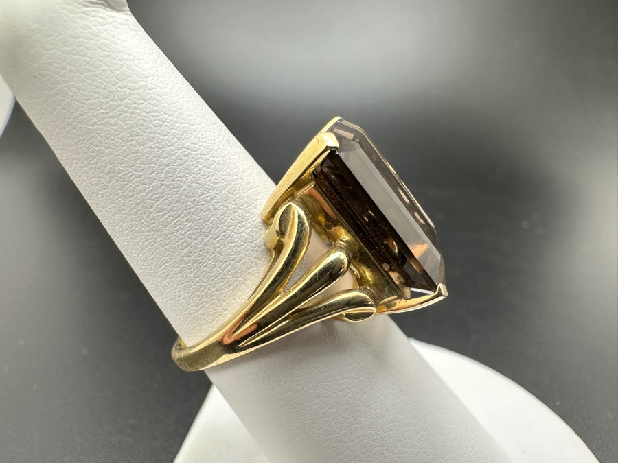 14K Gold 16X12 Smoky Quartz Ring Size 7 7.0g FMV $700 Retail $1,400 [Photo 5]