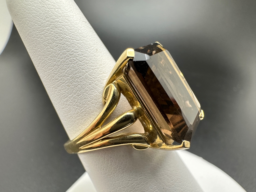 14K Gold 16X12 Smoky Quartz Ring Size 7 7.0g FMV $700 Retail $1,400 [Photo 4]