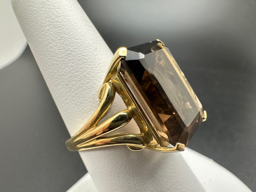 14K Gold 16X12 Smoky Quartz Ring Size 7 7.0g FMV $700 Retail $1,400 [Photo 3]