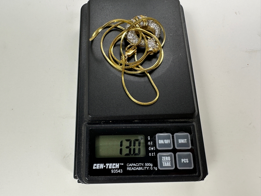 14K Gold Diamond Pendant with 14K Gold Square Snake Chain 13.0g Approx. 22'L FMV $900 Retail $1,800 [Photo 12]