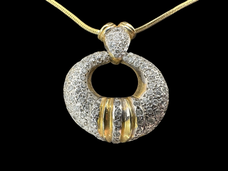 14K Gold Diamond Pendant with 14K Gold Square Snake Chain 13.0g Approx. 22'L FMV $900 Retail $1,800 [Photo 13]