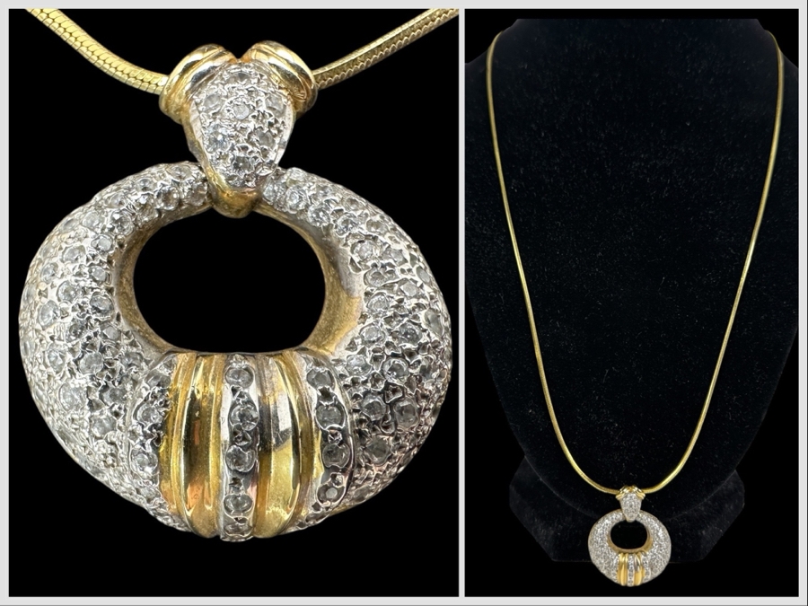 14K Gold Diamond Pendant with 14K Gold Square Snake Chain 13.0g Approx. 22'L FMV $900 Retail $1,800