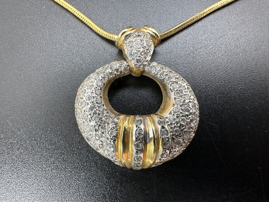 14K Gold Diamond Pendant with 14K Gold Square Snake Chain 13.0g Approx. 22'L FMV $900 Retail $1,800 [Photo 3]