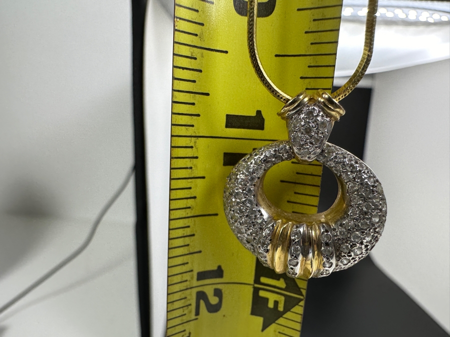 14K Gold Diamond Pendant with 14K Gold Square Snake Chain 13.0g Approx. 22'L FMV $900 Retail $1,800 [Photo 10]