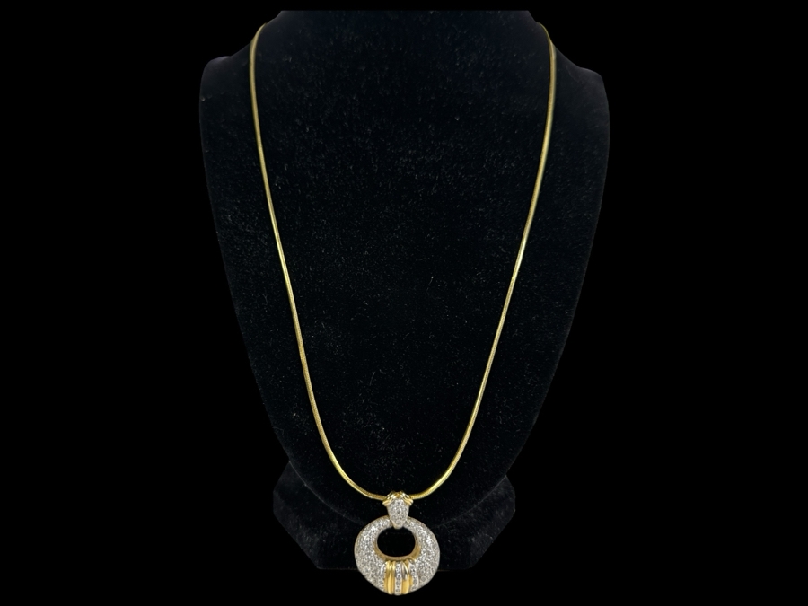 14K Gold Diamond Pendant with 14K Gold Square Snake Chain 13.0g Approx. 22'L FMV $900 Retail $1,800 [Photo 2]