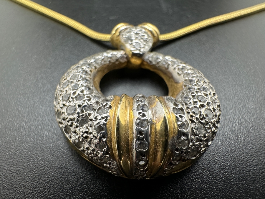 14K Gold Diamond Pendant with 14K Gold Square Snake Chain 13.0g Approx. 22'L FMV $900 Retail $1,800 [Photo 4]