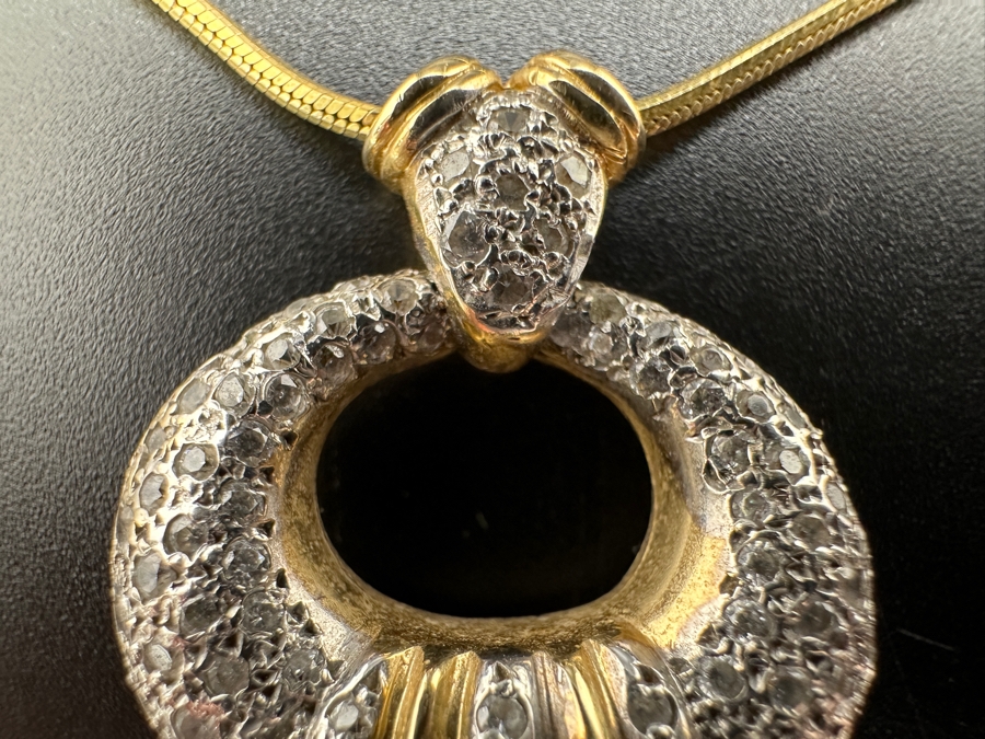 14K Gold Diamond Pendant with 14K Gold Square Snake Chain 13.0g Approx. 22'L FMV $900 Retail $1,800 [Photo 5]