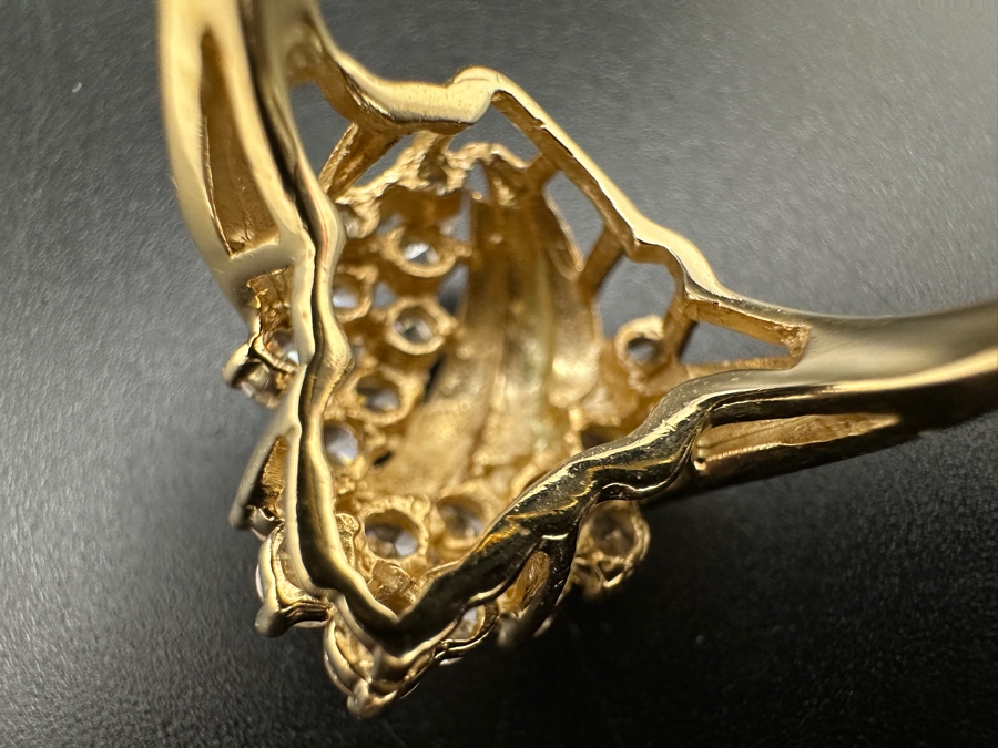 14K Gold Waterfall CZ Ring 6.2g Size 6 FMV $500 Retail $1,000 [Photo 10]