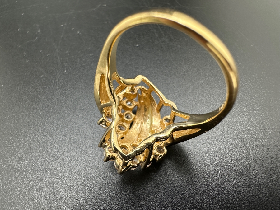 14K Gold Waterfall CZ Ring 6.2g Size 6 FMV $500 Retail $1,000 [Photo 9]