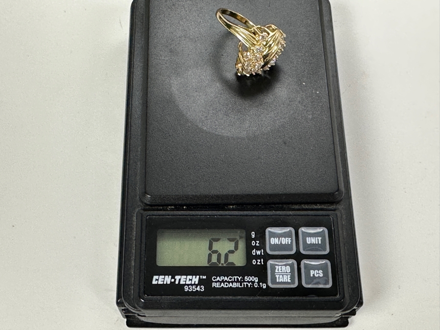 14K Gold Waterfall CZ Ring 6.2g Size 6 FMV $500 Retail $1,000 [Photo 13]