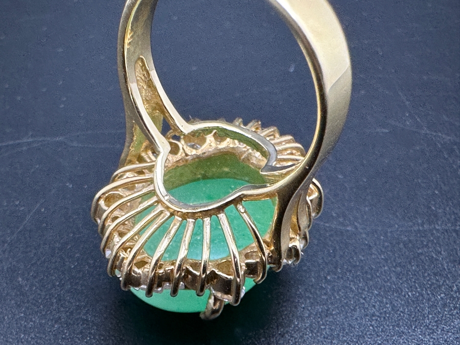 14K Gold Green Chrysoprase and CZ Ring 10.8g Size 7 FMV $750 Retail $1,500 [Photo 13]