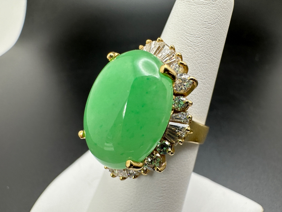 14K Gold Green Chrysoprase and CZ Ring 10.8g Size 7 FMV $750 Retail $1,500 [Photo 9]