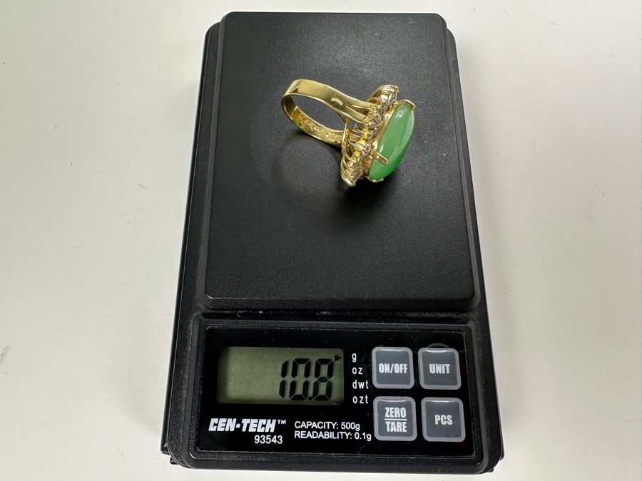 14K Gold Green Chrysoprase and CZ Ring 10.8g Size 7 FMV $750 Retail $1,500 [Photo 15]