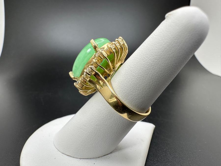 14K Gold Green Chrysoprase and CZ Ring 10.8g Size 7 FMV $750 Retail $1,500 [Photo 7]