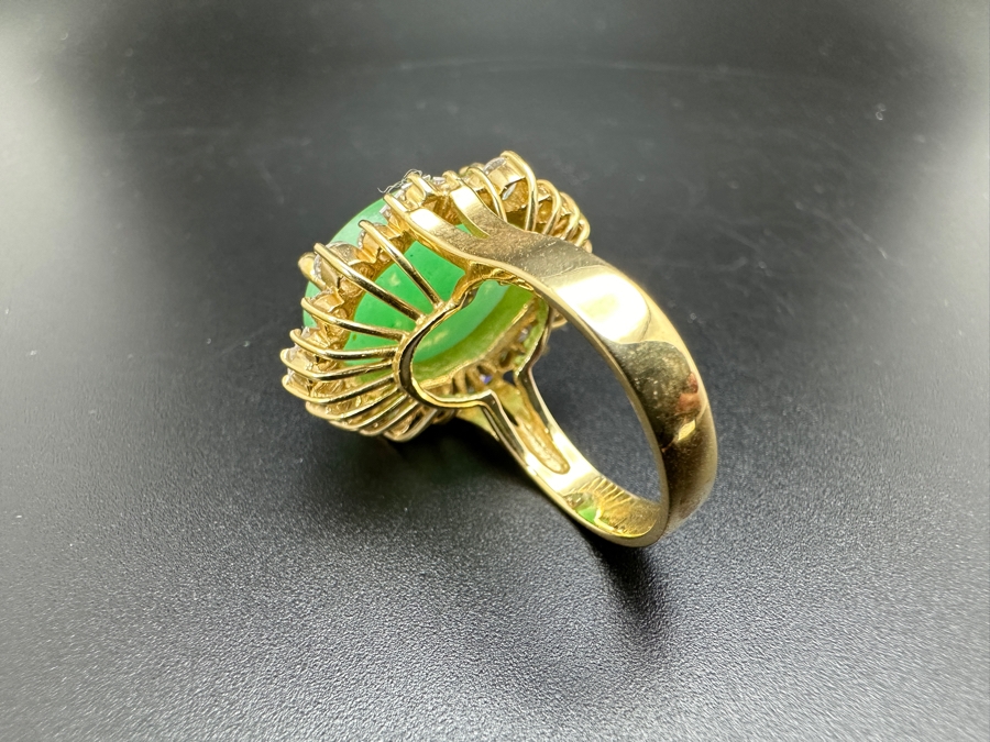14K Gold Green Chrysoprase and CZ Ring 10.8g Size 7 FMV $750 Retail $1,500 [Photo 11]