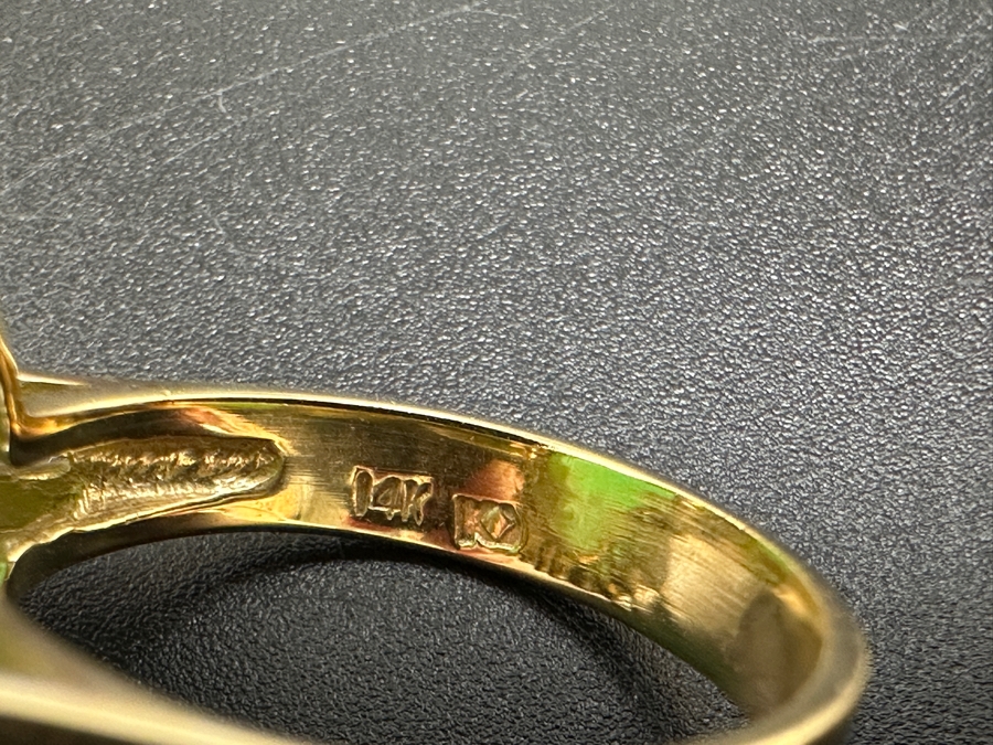 14K Gold Green Chrysoprase and CZ Ring 10.8g Size 7 FMV $750 Retail $1,500 [Photo 12]