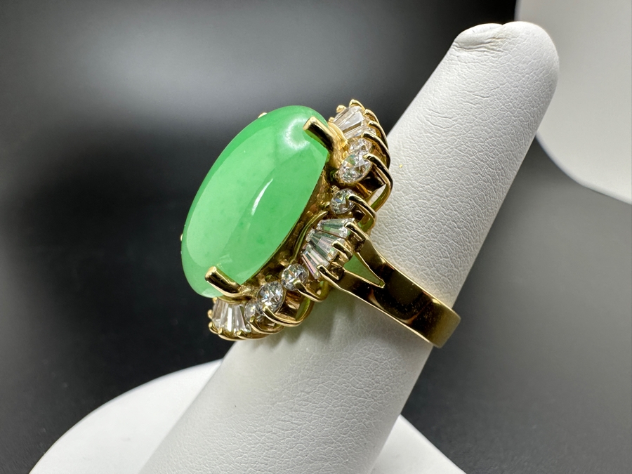 14K Gold Green Chrysoprase and CZ Ring 10.8g Size 7 FMV $750 Retail $1,500 [Photo 8]
