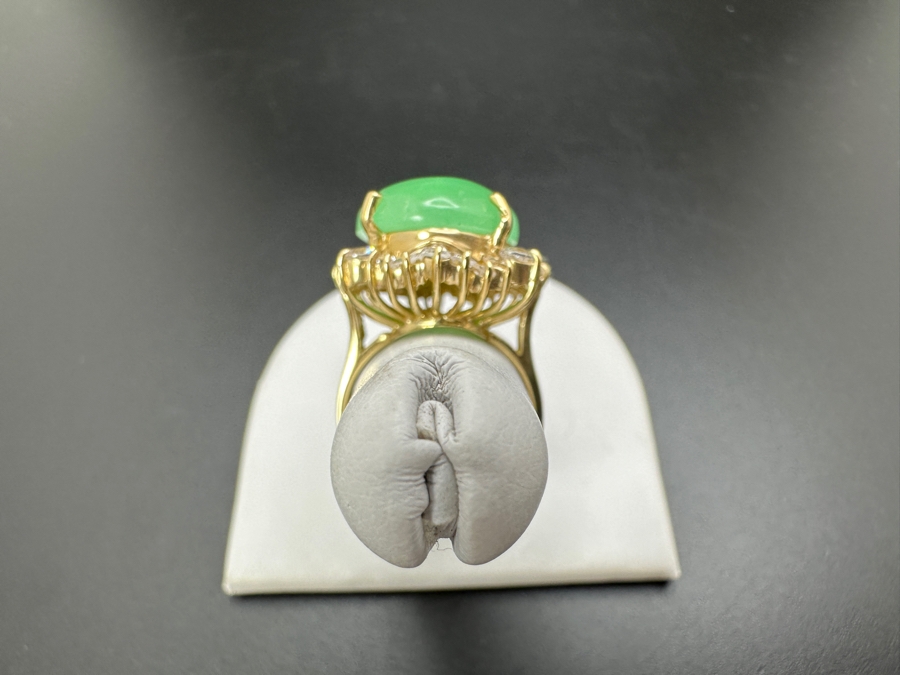 14K Gold Green Chrysoprase and CZ Ring 10.8g Size 7 FMV $750 Retail $1,500 [Photo 6]