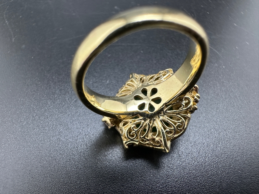 14K Gold Jade and Diamond Ring 6.9g .60 cttw Diamonds Size 5.5 FMV $1,200 Retail $2,400 [Photo 11]