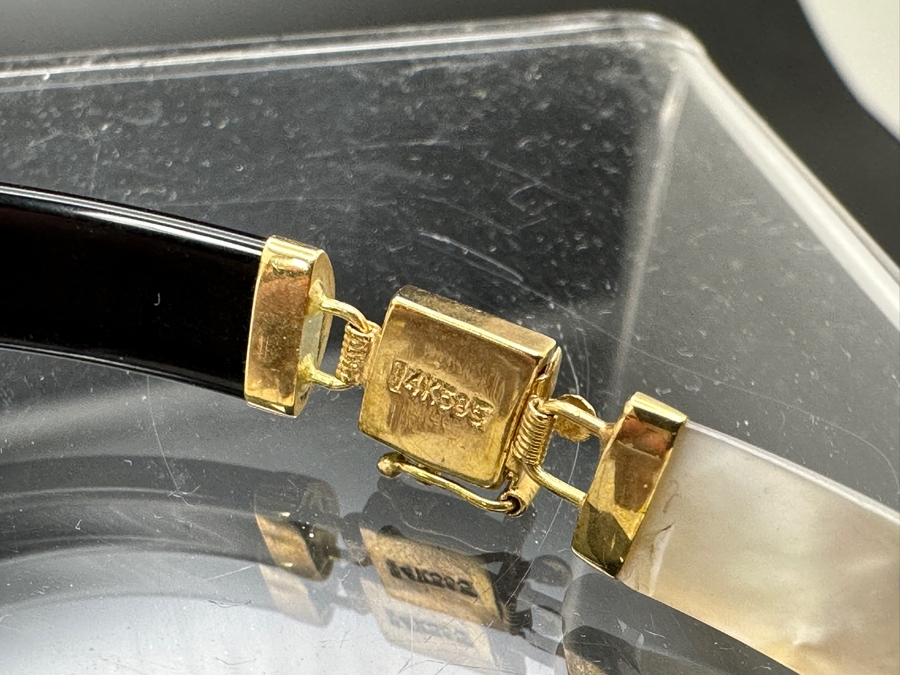 Black Onyx and Mother of Pearl Bracelet with 14K Gold Links 8.9g FMV $250 Retail $500 [Photo 7]