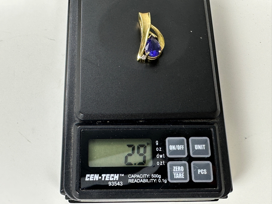 10K Gold Pendant with Imitation Tanzanite 2.9g FMV $200 Retail $400 [Photo 7]
