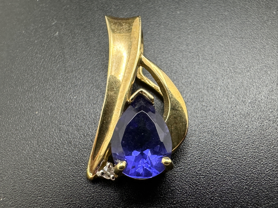 10K Gold Pendant with Imitation Tanzanite 2.9g FMV $200 Retail $400 [Photo 3]