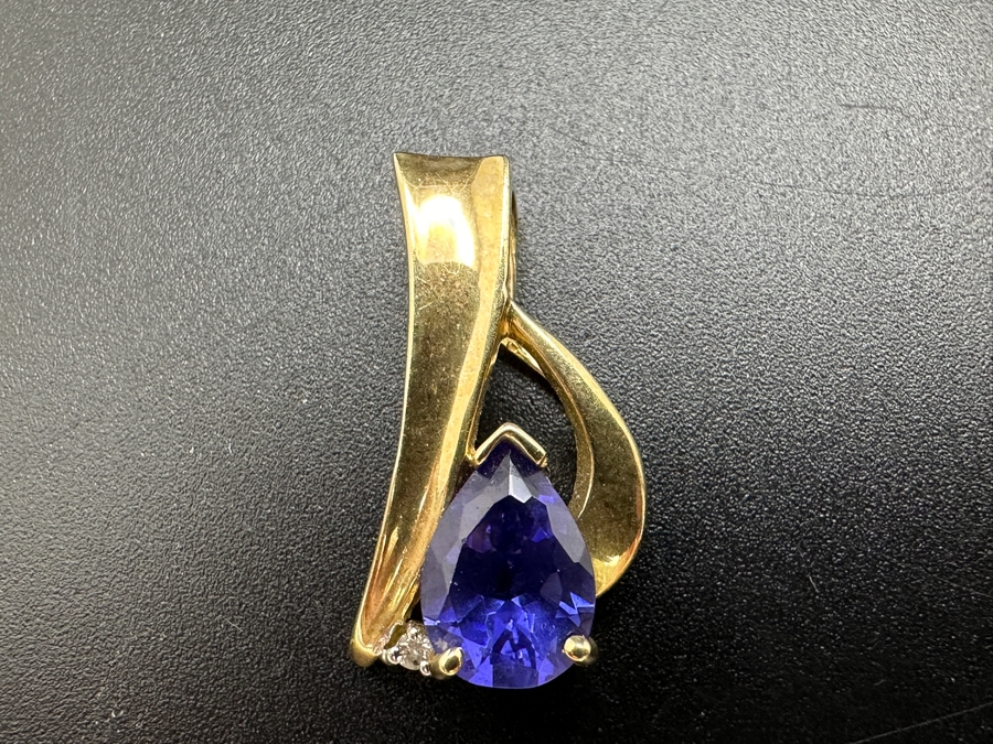 10K Gold Pendant with Imitation Tanzanite 2.9g FMV $200 Retail $400 [Photo 2]